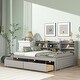 preview thumbnail 2 of 8, Full Size Wooden Daybed with Side Bookcase, Drawers