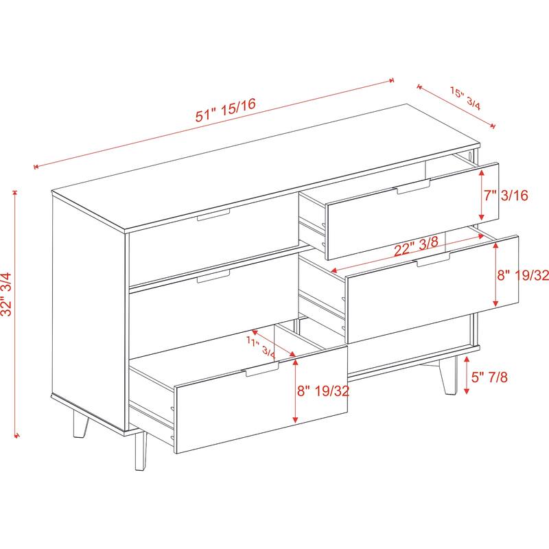 Middlebrook Gammelstaden Mid-Century Solid Wood 6-Drawer Dresser