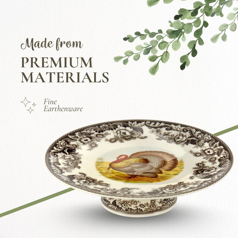 Spode Woodland Turkey Footed Cake Plate - 10.5 in