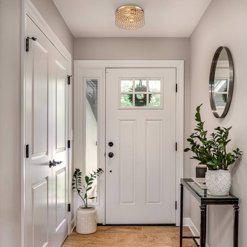 CO-Z Modern 2-Light Round Crystal Flush Mount Ceiling Light