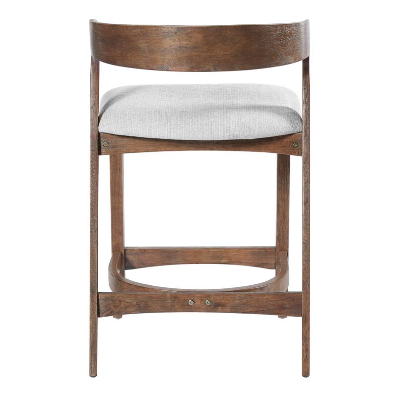 Christopher Knight Home - Mid-Century Upholstered Wooden Counter Stools - 27" Seat Height Bar Stools with Back, Set of 2