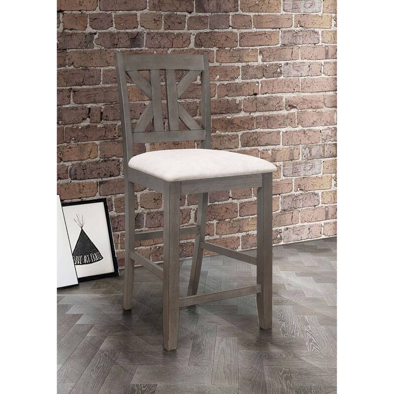 Athens Wood Counter Chair with Cushion Barn Grey (Set of 2)
