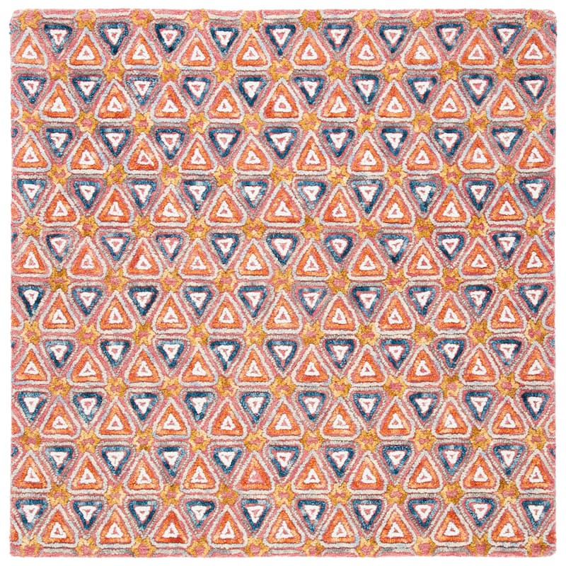 SAFAVIEH Handmade Trace Angelic Geometric Wool Rug - 6' Square - Red/Navy
