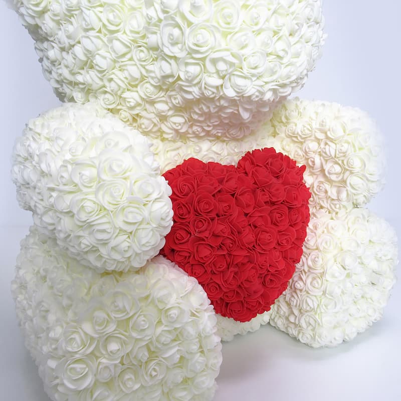 XL Forever Rose Bear Flower Teddy Bear Heart 25" with Gift Box for Valentines Day, Anniversary, Birthday, Gift for Her