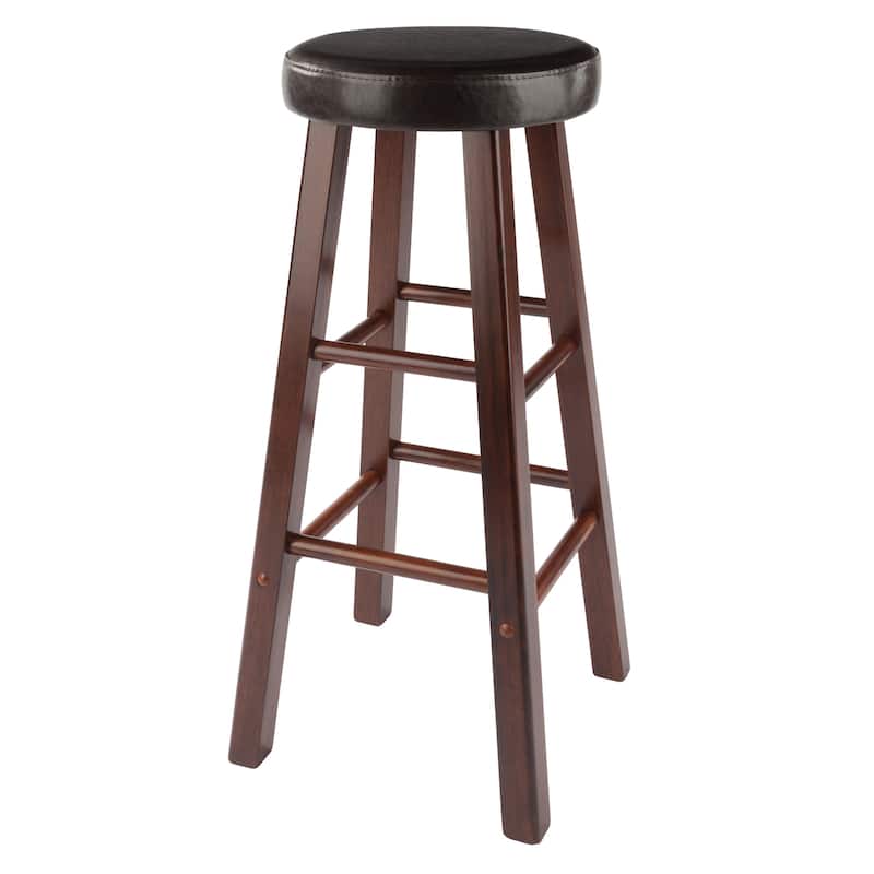2-Pc Cushion Seat Bar Stool Set, Espresso and Walnut - 13.58 x 13.58 x 30.71 inches