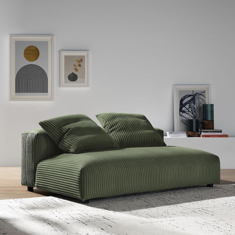 Solace Modular Corduroy Upholstered Armless Loveseat - Fern