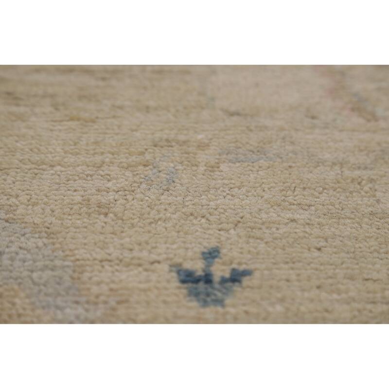 Vegetable Dye Oushak Turkish Rug Handmade Bedroom Beige Wool Carpet - 4'10"x 7'5"