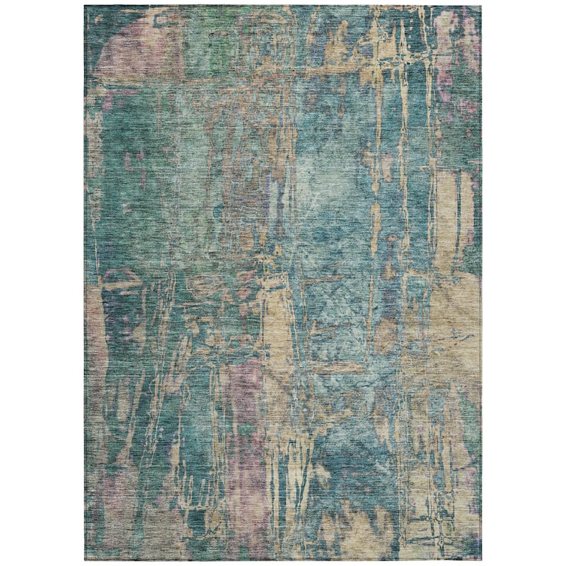 Machine Washable Indoor/ Outdoor Abstract Modern Chantille Rug