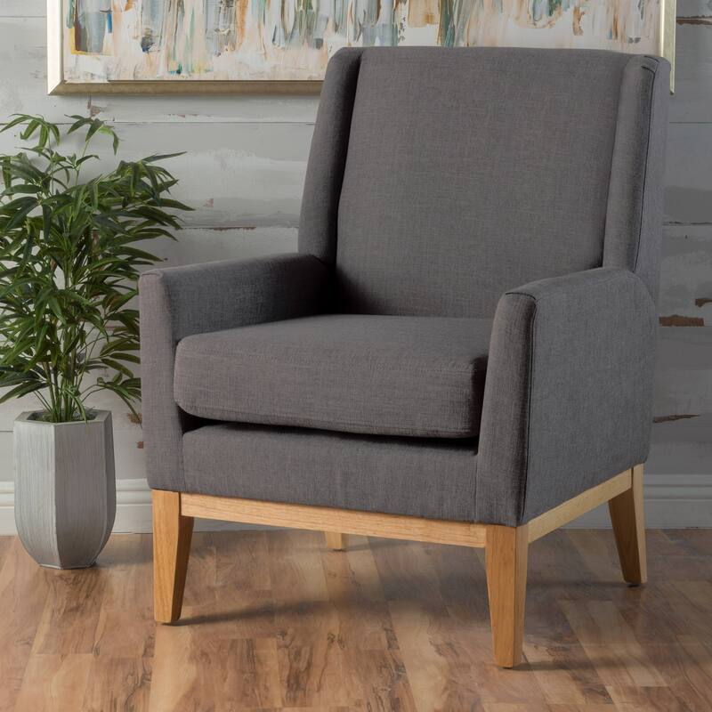 Modern 27.5" Upholstered Accent Chair with Wide Cushion and Wood Legs for Living Room