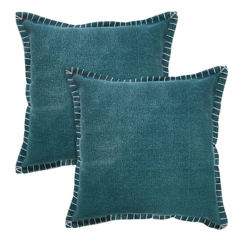 Sevita Guapo Casual Solid Stitched Edge Cotton Throw Pillow