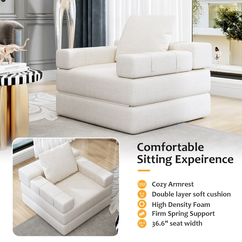 Fabric Folding Single Sleeper Sofa Chair