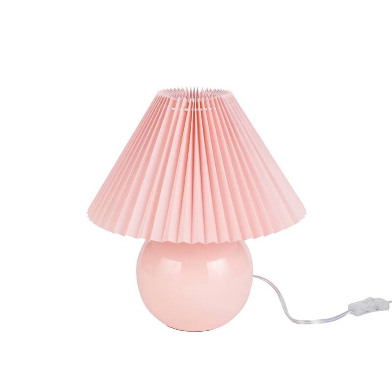 Nourison 13" Round Ceramic Table Lamp with Pleated Shade