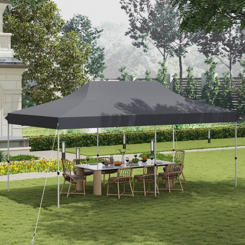 Pop Up Canopy Tent with 6 Sidewalls and Windows for Outdoor Events - 240” x 120” x 116.4”-124.8”