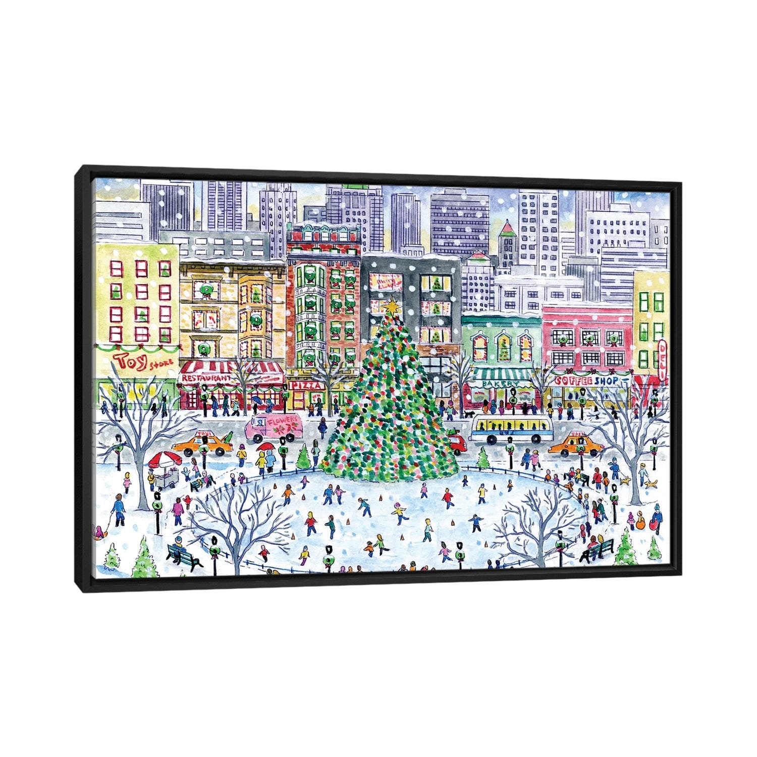 iCanvas "Christmas In The City" by Michael Storrings Framed Canvas Print