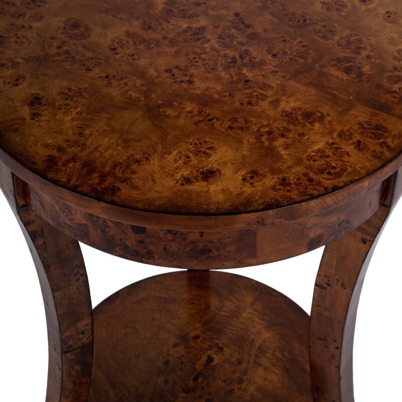 Holdin Round Burl Wood 18"W Side Table