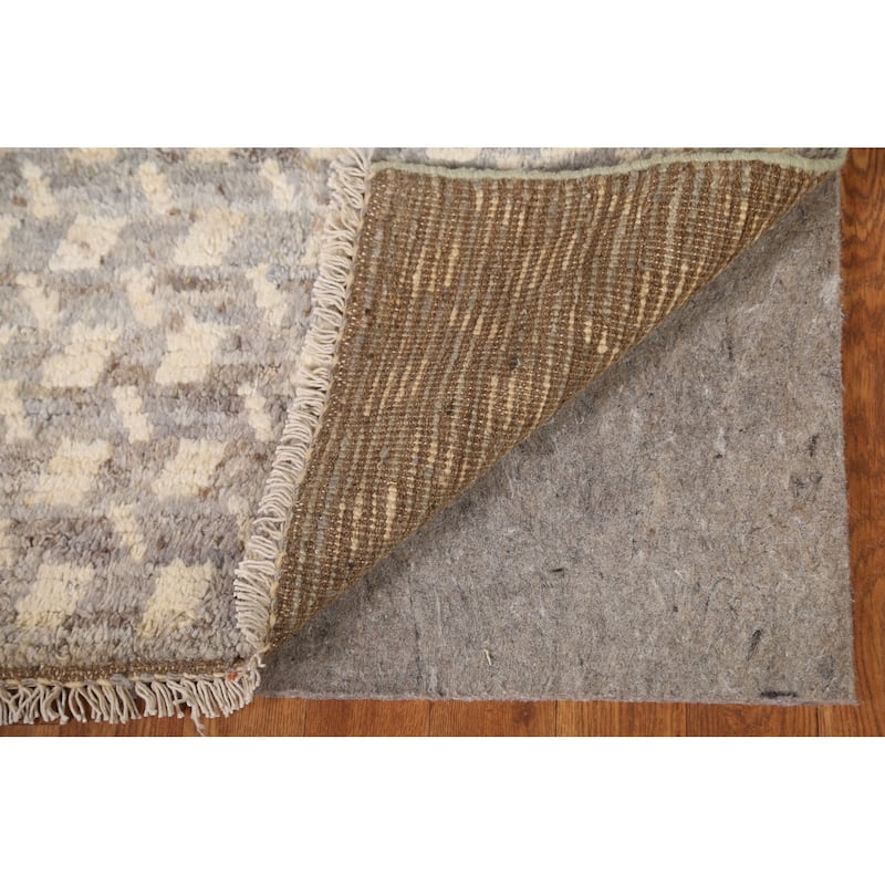 Hand Knotted Oriental 100% Wool Carpet Modern All-Over Greys & Charcoal Moroccan Area Rug - 7' 8'' X 5' 1''