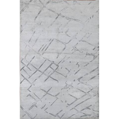 Decorative Contemporary Abstract Area Rug Hand-knotted Bedroom Carpet - 4'1" x 6'0"