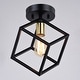 preview thumbnail 11 of 11, Deering 10.25-in W LED Compatible Matte Black and Gold Satin Brass Contemporary Flush Mount Ceiling Light Fixture