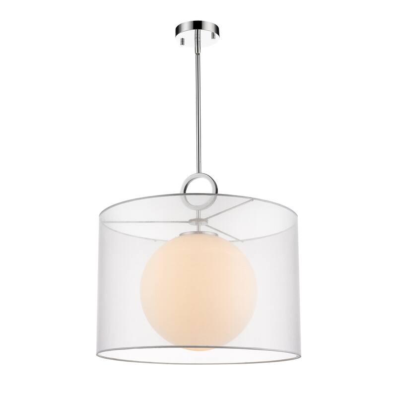 Arosia 1 Light 20 inch Chrome + White Pendant Light