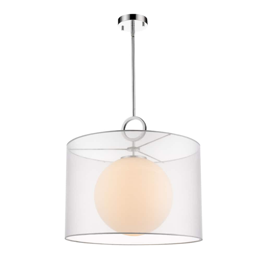 Arosia 1 Light 20 inch Chrome + White Pendant Light