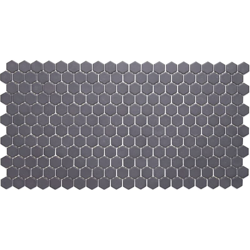 Porcelain 1-inch Hexagon Mosaic Tile in Black - 12x24
