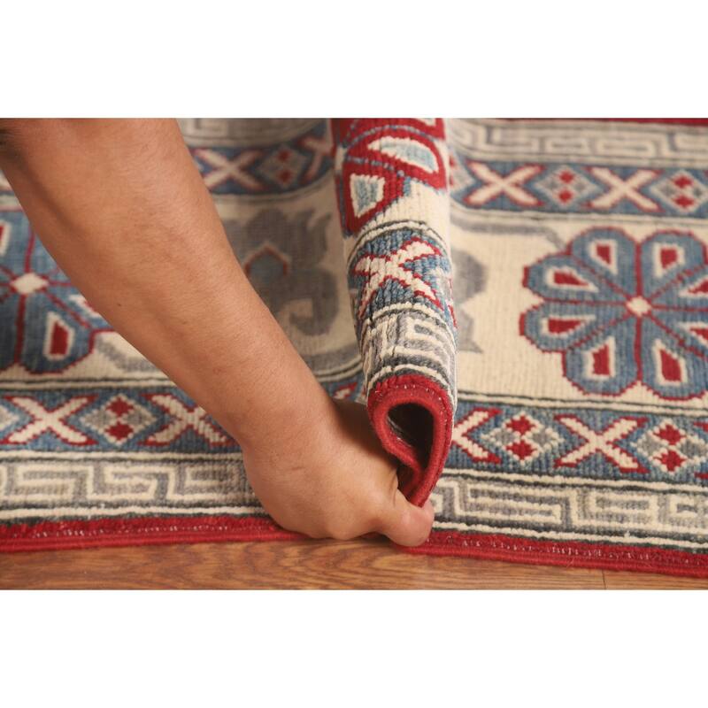 Geometric Red Kazak Oriental Area Rug Wool Carpet - 8'0" x 9'9"