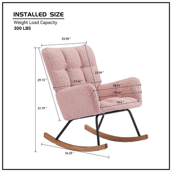 Pink Boucle Glider Chair Lounge Armchair Sofa Nursery Rocking Chair ...