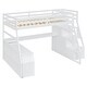 preview thumbnail 15 of 13, Loft Bed with Build-in 7 Drawers, 2 Shelves and Desk, White