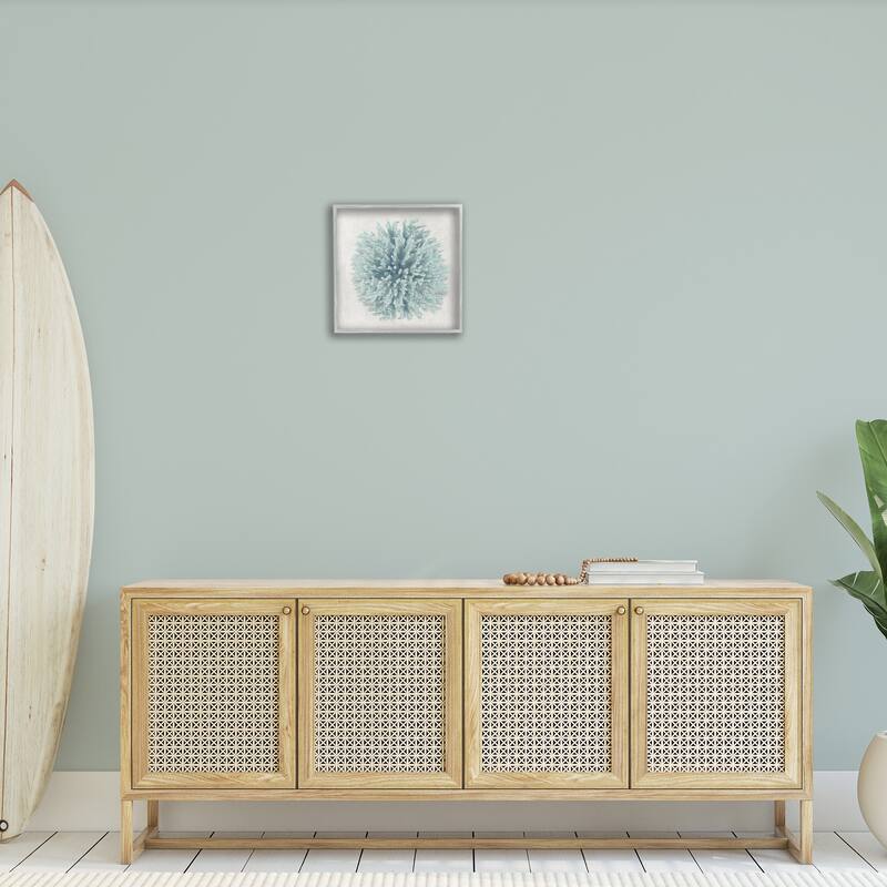 Stupell Coral Ball Blue Sea Beach Design,12 x 12, Framed Wall Art