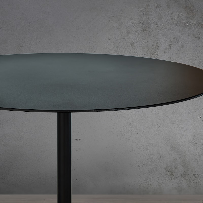 CraftHome Modern Metal Single Round Black Coffee Table With Marble Base End&Side Table Size 18"W - Dia18 in. x H24 in.