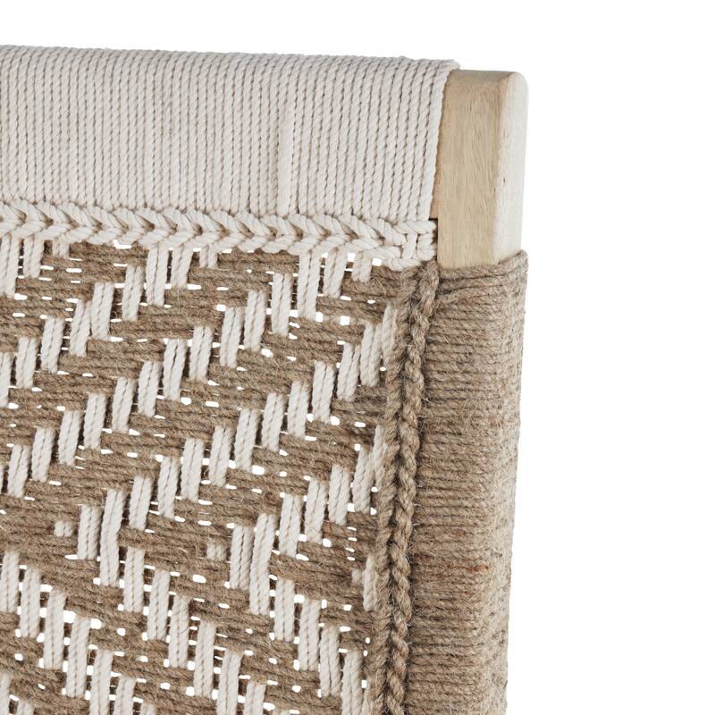 Black or White Jute Rope Handmade Living Room Accent Chair with Brown Mango Wood Frame