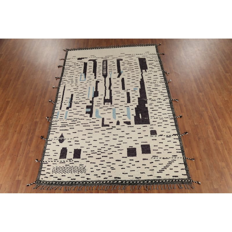 Abstract Moroccan Oriental Area Rug Handmade Contemporary Wool Carpet - 6'11"x 10'5"