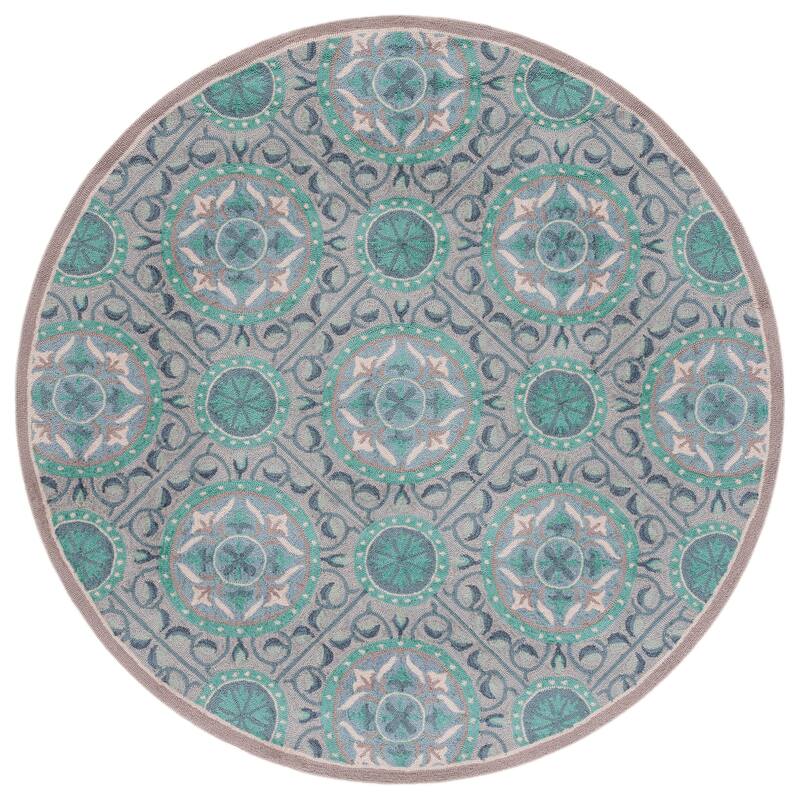 SAFAVIEH Handmade Four Seasons Caspian Floral Rug - 6' Round - Mint/Aqua
