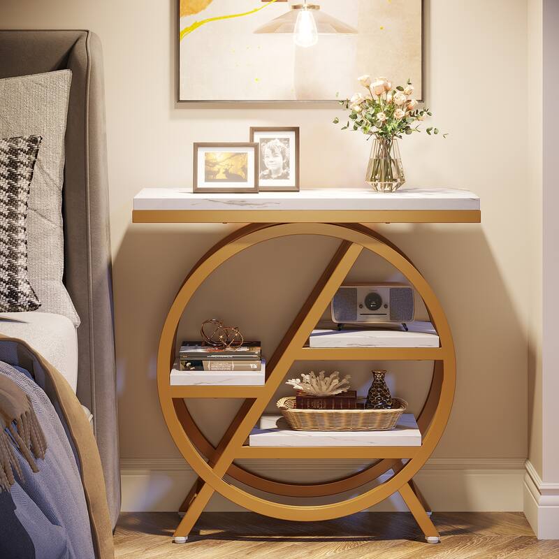 End Table Set of 2, 3-tier Narrow Side Table with Storage for Living Room - 11.8" D x 25.59" W x 26.18" H