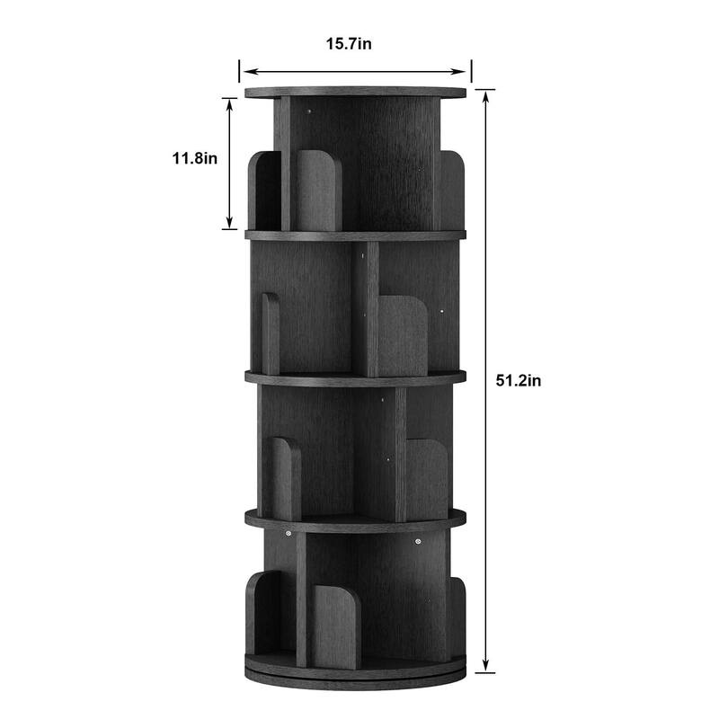Corner Spinning Book Shelf for Small Space, 4-Tier Bookcase