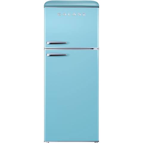 GALANZ 10 CF Top Mount Refrigerator, Retro Style - Blue