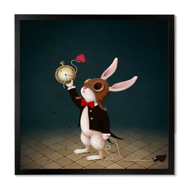 Designart "White Rabbit Alice In Wonderland I" Children's Art Framed Art Print