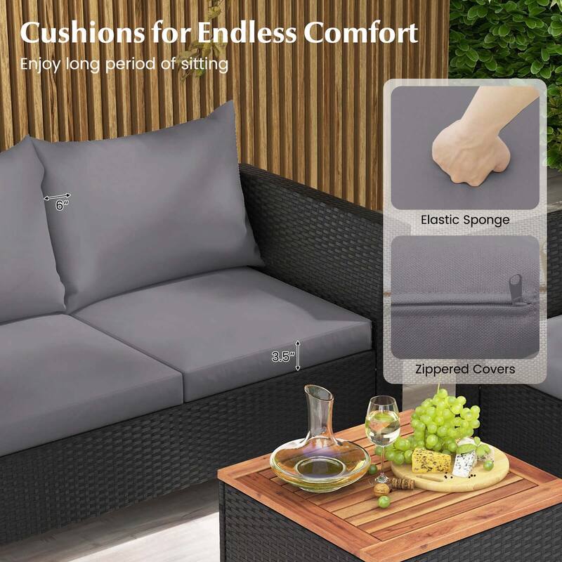 Costway 8 PCS Wicker Patio Furniture Set with Removable Cushions - See Details