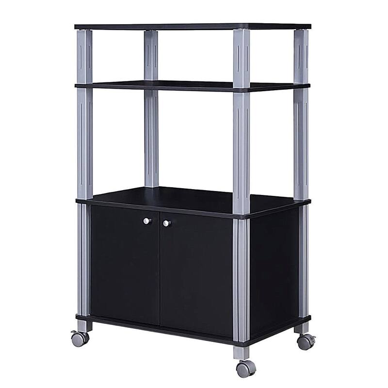 Microwave Rack Stand Rolling Storage Cart - 23.5" x 15.5" x 38.5" (L x W x H) - Black