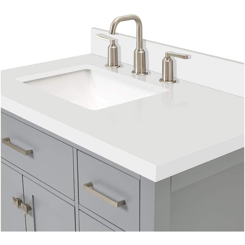 Ariel H037SLWQRVO Bristol 36" Thick Quartz Vanity Top