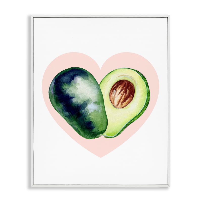 Stupell Heart Shaped Avocado Framed Giclee Art Design By Lil' Rue - 24 x 30 - White