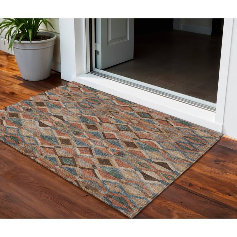 HomeRoots Geometric Transitional Rectangle Outdoor Rug - 3' x 5'