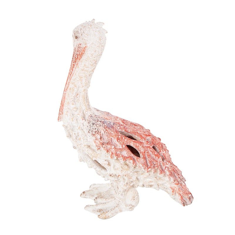 Polystone Pelican Textured Sculpture with Blue Feathers - Blue or Red - Roche River Decor