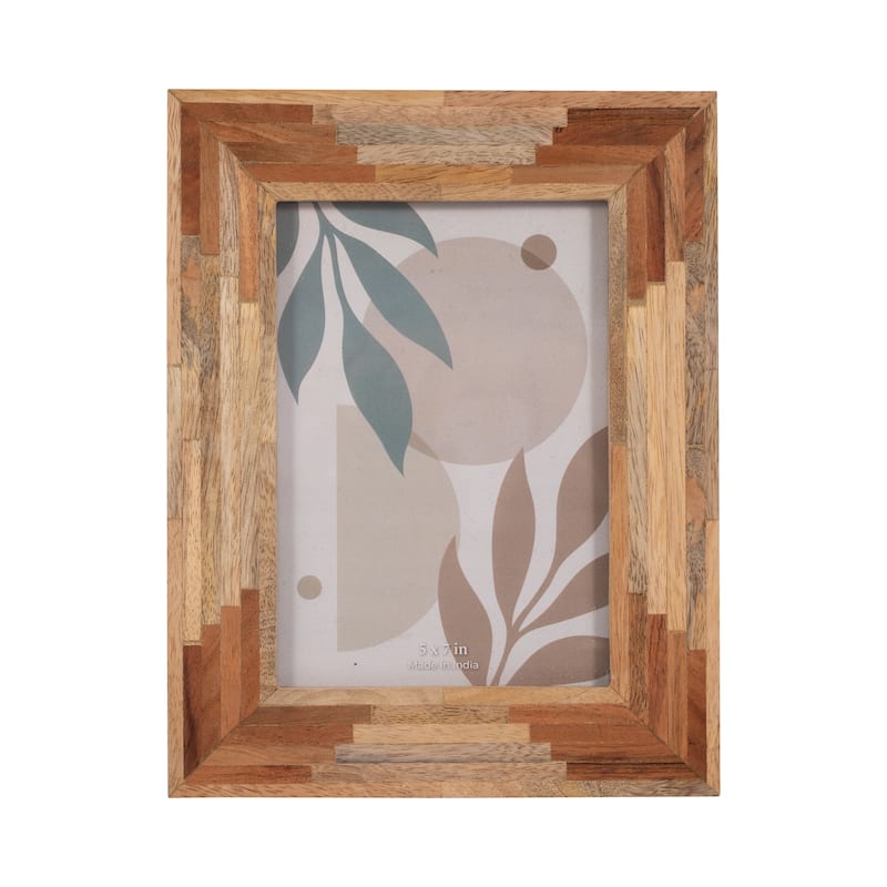 Sagebrook Home Handcrafted Wood Picture Frame with Glass Panel and Geometric Detailing