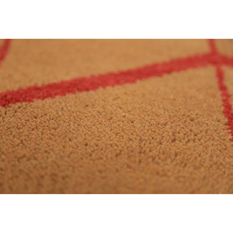 Hand Knotted Oriental 100% Wool Carpet Modern Geometric Oranges & Rust Moroccan Runner Rug - 9' 10'' X 2' 9''