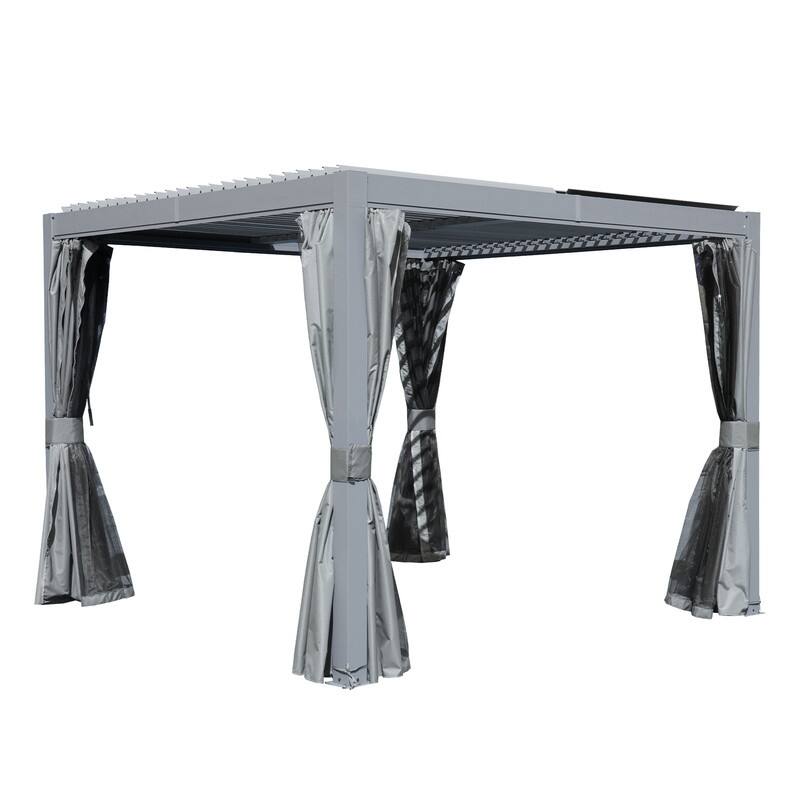 Domi Louvered Pergola 10' x 10', Aluminum Outdoor Pergola with Adjustable Louvers, Full Aluminum Frame, Built-in Gutter System