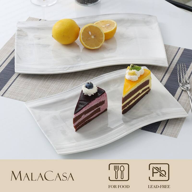 MALACASA Flora Porcelain Rectangular Serving Plates