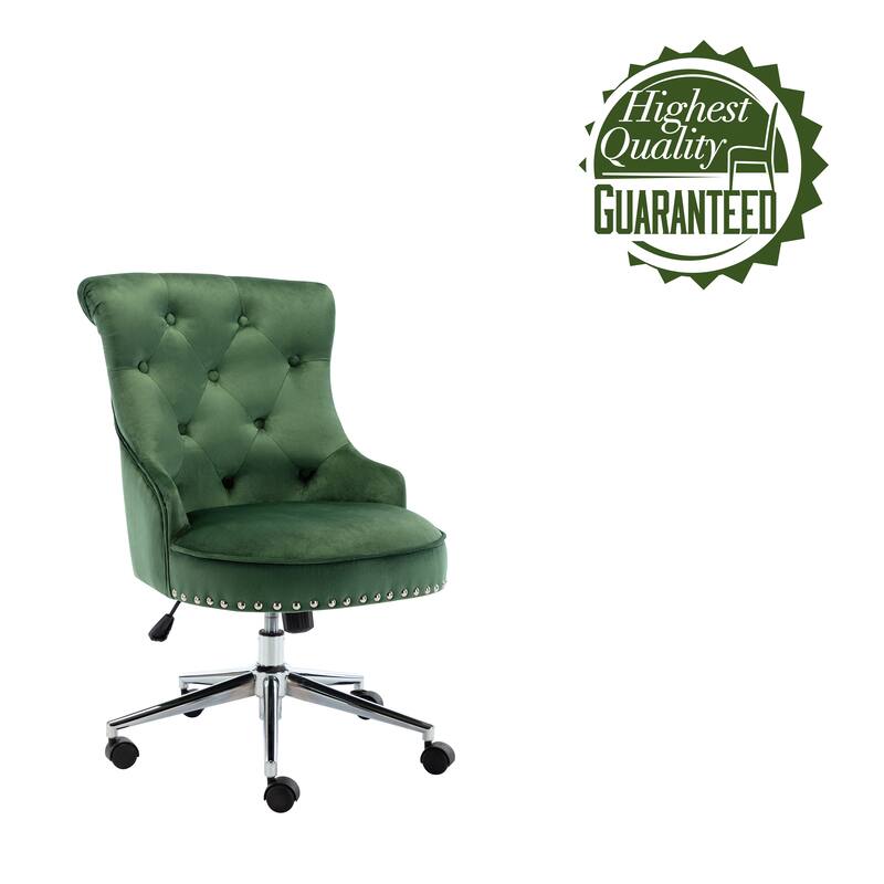 Porthos Home Jaron Office Chair - Tufted Wingback & Velvet Upholstery