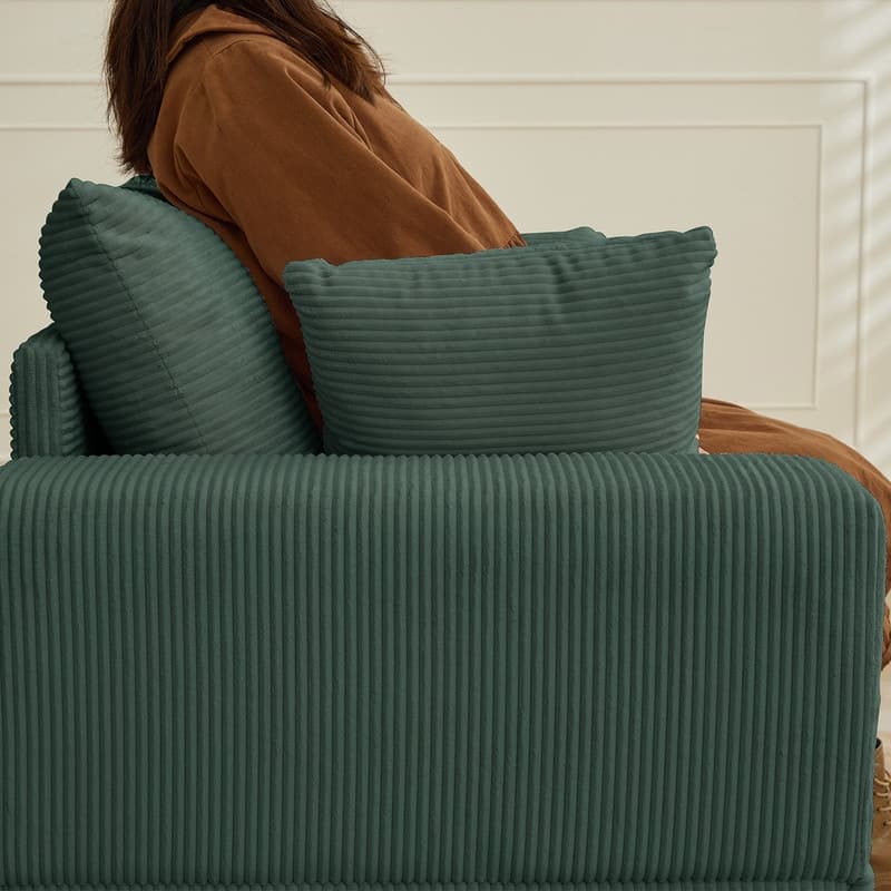 Mixoy 50 "D Sofa Chair with Ottoman, 2 Cushions, Large Corduroy Upholstered Comfy Chaise Lounge Deep Seat Sleeper Chair Indoor