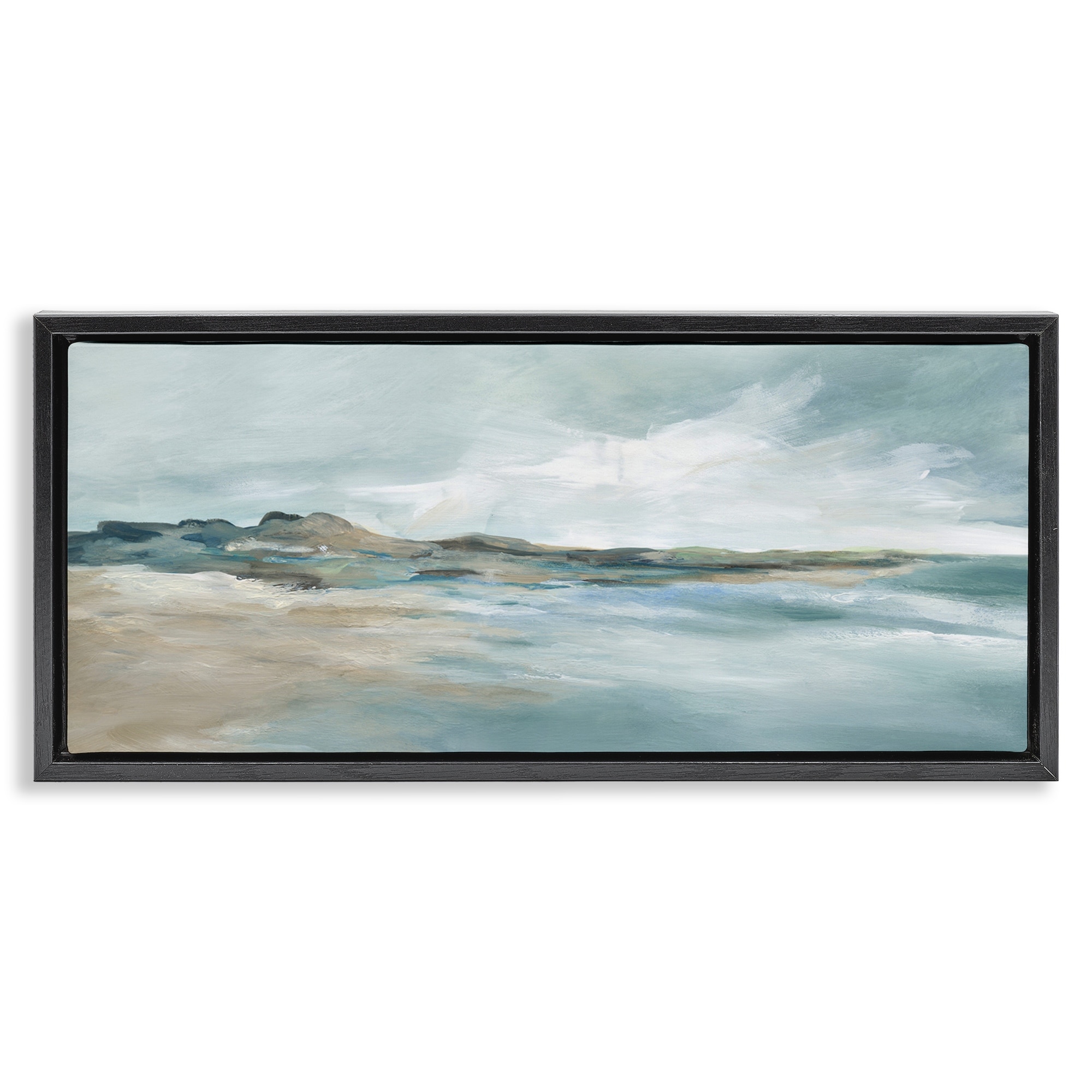 Stupell Blue Gradient Beach Scene Framed Floater Canvas Wall Art Design By Carol Robinson